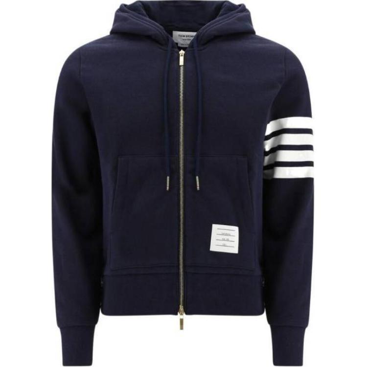 Thom Browne Striped Patch Logo Zip Hoodie Jacket Blue MJT215A-00535-415