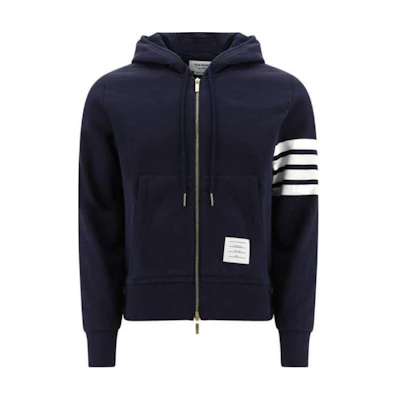 Thom Browne Striped Patch Logo Zip Hoodie Jacket Blue MJT215A-00535-415