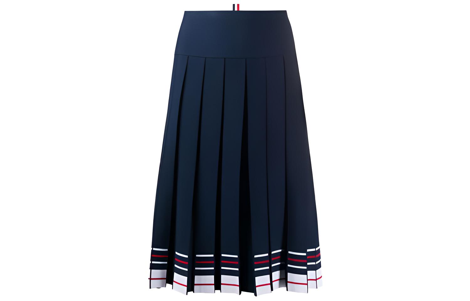 Thom Browne Striped Pleated Navy Skirt Back to School Edition FKK068-AY5501-415