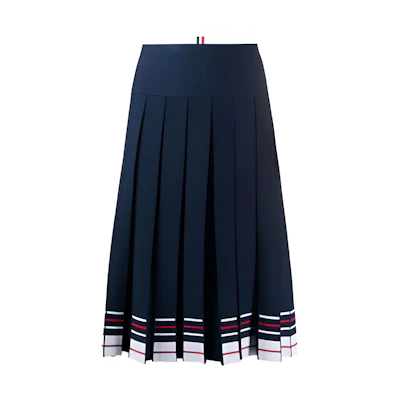 Thom Browne Striped Pleated Navy Skirt Back to School Edition FKK068-AY5501-415