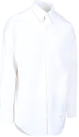 THOM BROWNE Striped Point Collar Single-Breasted Long Sleeve Shirt White Mens. MWL010E-F0313-100 THOM BROWNE Striped Point Collar Single-Breasted Long Sleeve Shirt White Mens. MWL010E-F0313-100