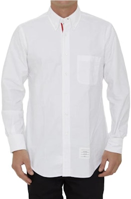 톰 브라운 스트라이프 포인트 칼라 싱글브레스트 화이트 긴팔 셔츠 남성. MWL010E-F0313-100 Purchase 톰 브라운 스트라이프 포인트 칼라 싱글브레스트 화이트 긴팔 셔츠 남성. MWL010E-F0313-100