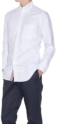 톰 브라운 스트라이프 포인트 칼라 싱글브레스트 화이트 긴팔 셔츠 남성. MWL010E-F0313-100 Details for 톰 브라운 스트라이프 포인트 칼라 싱글브레스트 화이트 긴팔 셔츠 남성. MWL010E-F0313-100