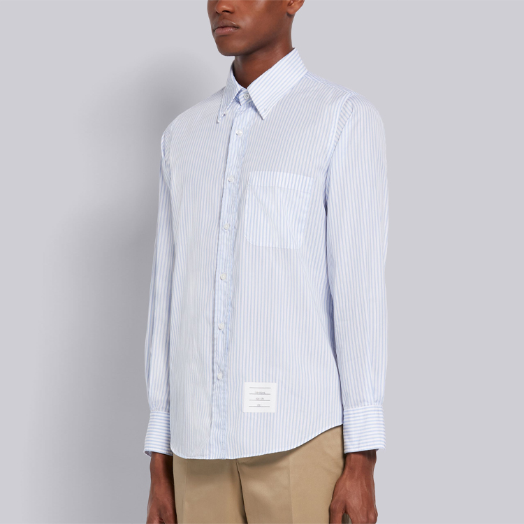 Details for 톰 브라운 스트라이프 팝린 긴소매 셔츠 라이트 블루 MWL272A-06871-480