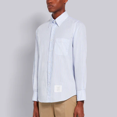 톰 브라운 스트라이프 팝린 긴소매 셔츠 라이트 블루 MWL272A-06871-480 Details for 톰 브라운 스트라이프 팝린 긴소매 셔츠 라이트 블루 MWL272A-06871-480