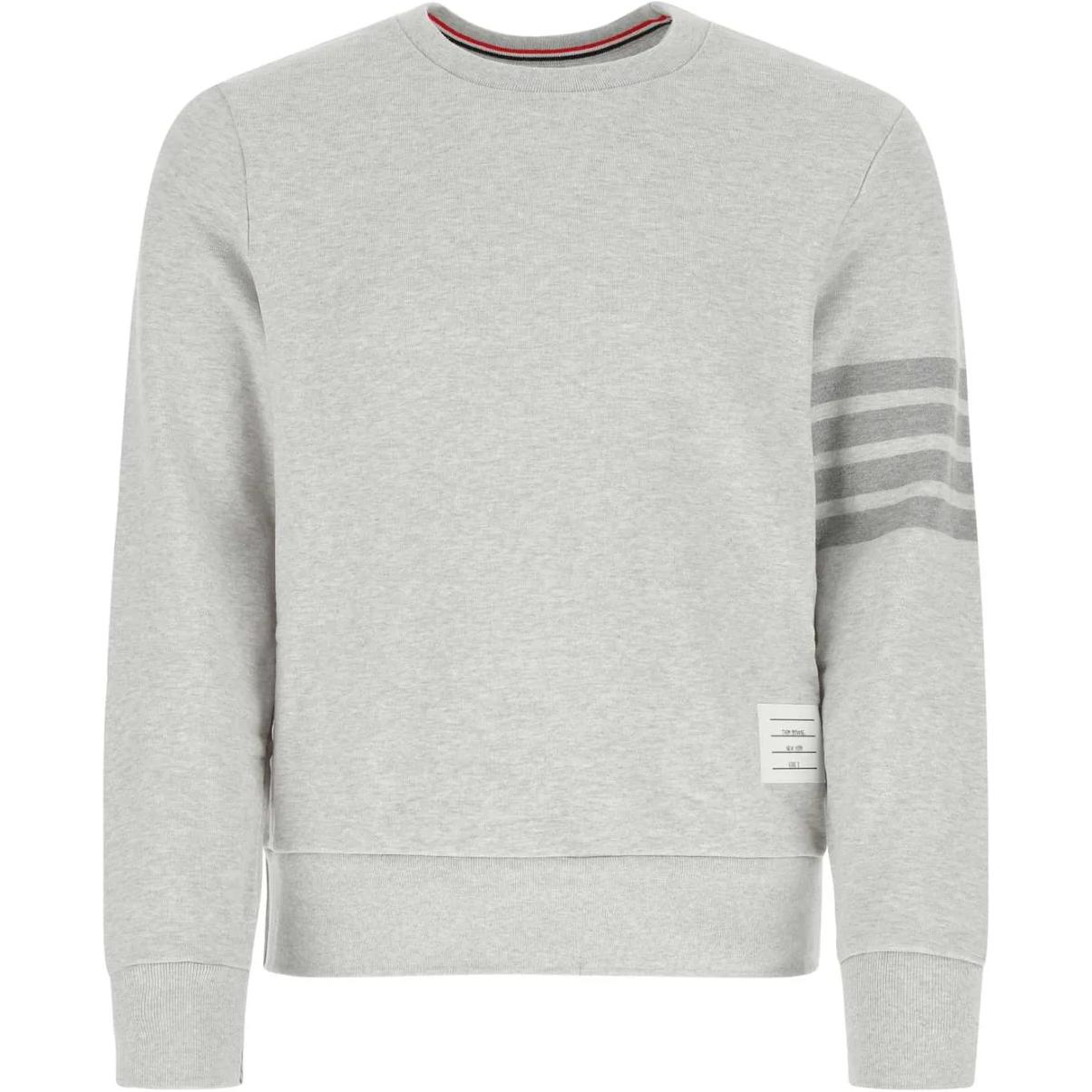 Thom Browne Striped Print Crewneck Pullover Sweatshirt Men’s Grey POIZON240809248