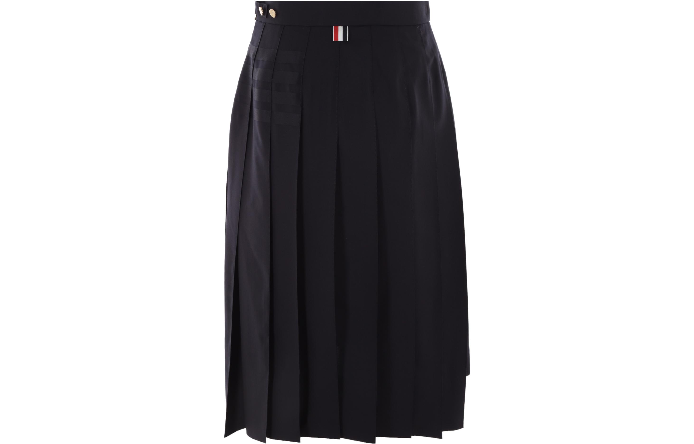 THOM BROWNE Striped Print Mid-Waist Long Skirt Blue  Casual Style FGC400V-06146-420