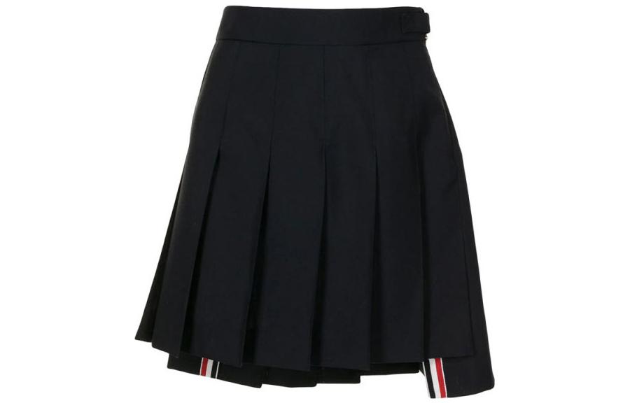 THOM BROWNE Striped Print Pleated Zip Mini Skirt Navy Blue Casual Style TBFGC402-V00626-415 圖 2