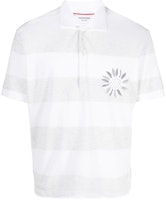 THOM BROWNE Striped Short Sleeve Polo Shirt Men’s Grey/White MJP166E-J0049-057 THOM BROWNE Striped Short Sleeve Polo Shirt Men’s Grey/White MJP166E-J0049-057