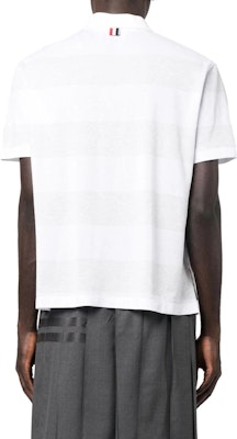 Polo de Manga Corta a Rayas THOM BROWNE para Hombre Gris/Blanco MJP166E-J0049-057 Shop Polo de Manga Corta a Rayas THOM BROWNE para Hombre Gris/Blanco MJP166E-J0049-057