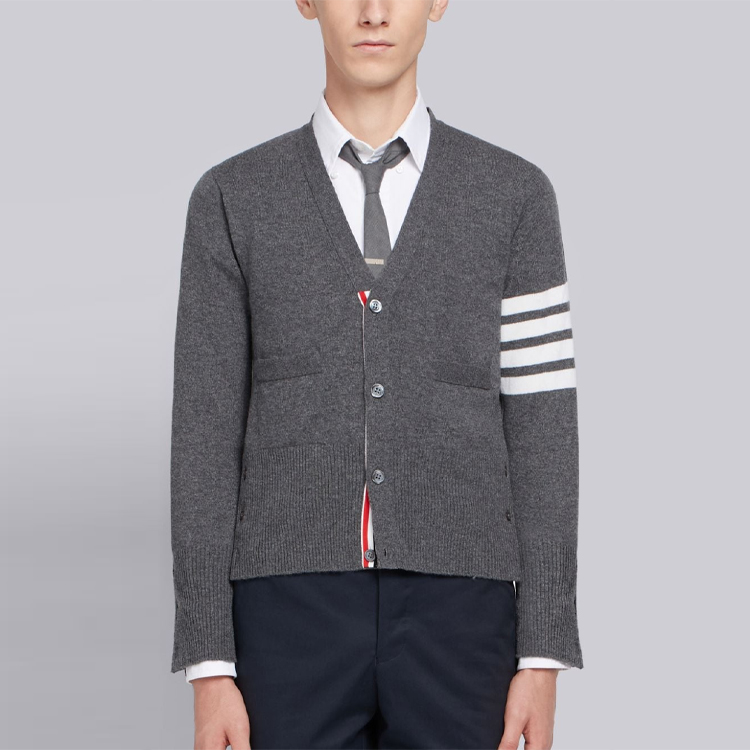 Thom Browne Striped Single-Breasted Cashmere Sweater Grey MKC001A-00011-038 圖 4