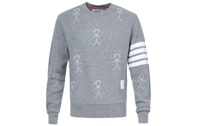 Thom Browne Striped Slim-Fit Crewneck Pullover Sweater Gray MJT298-E10074-055