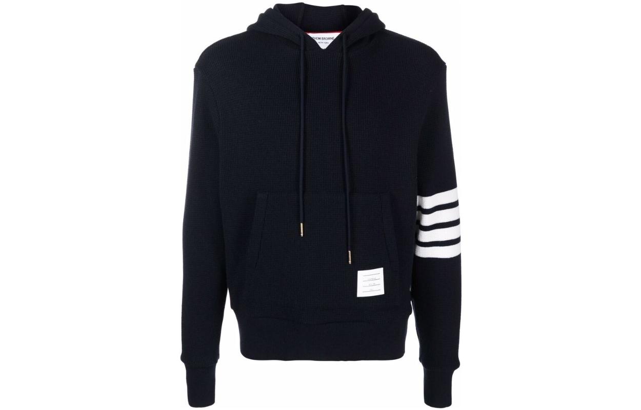 Thom Browne Striped Solid Slim Fit Hoodie  Navy Blue - Fall Collection. MJT324-AJ0012-415