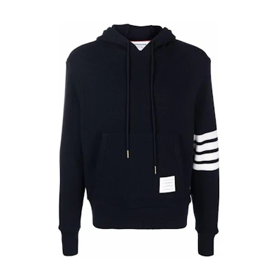 Thom Browne Striped Solid Slim Fit Hoodie Navy Blue - Fall Collection. MJT324-AJ0012-415