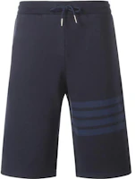Order Thom Browne Celana Pendek Navy Garis-Garis Straight-Leg Edisi Musim Panas MJQ012A-06910-415