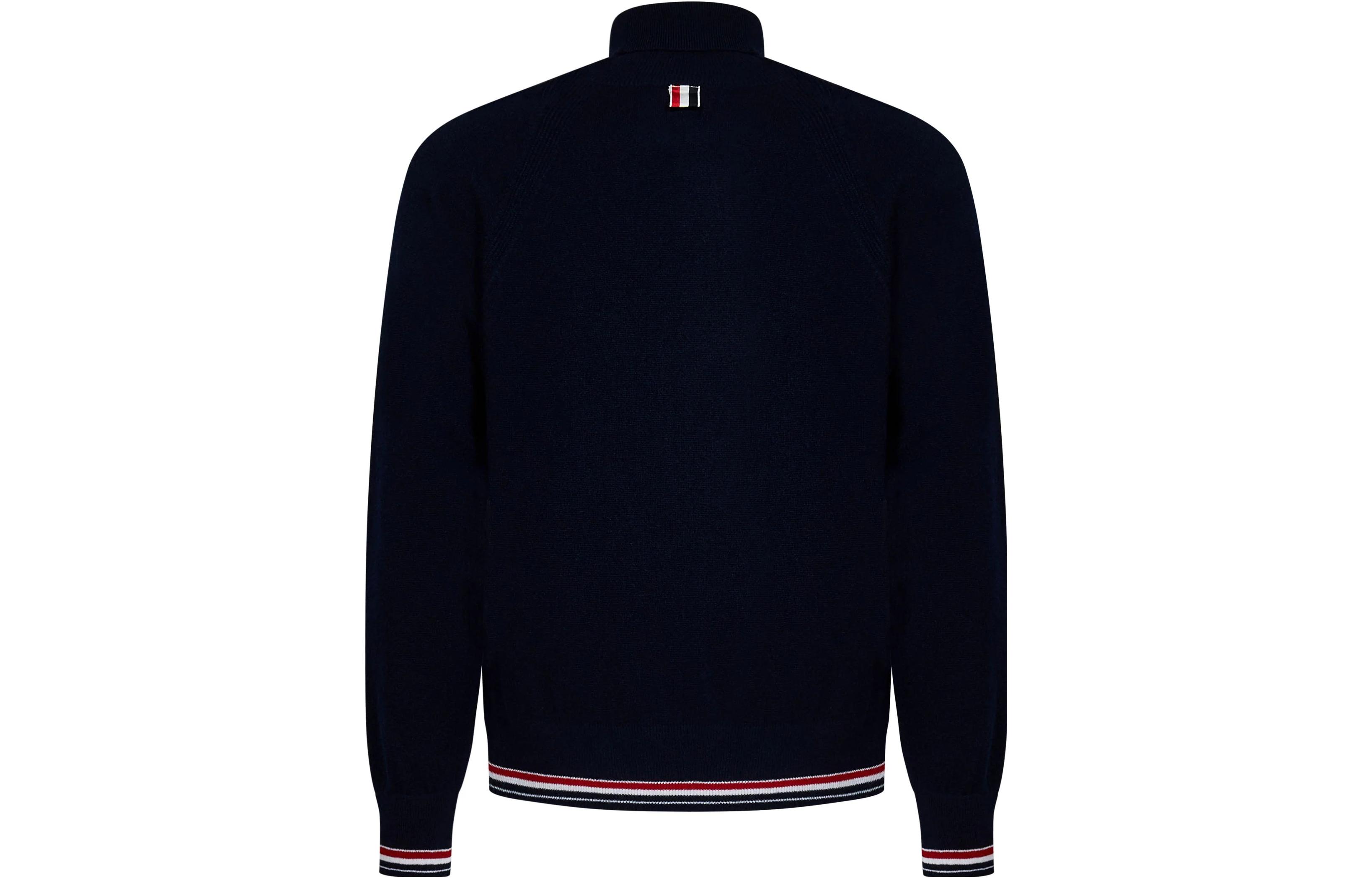 Thom Browne Striped Trim Turtleneck Long Sleeve Sweater Navy MKA484A-Y2001-415