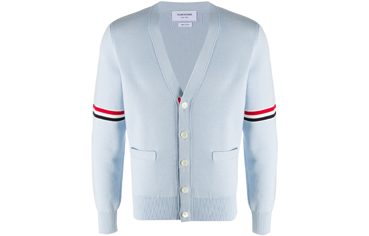 Thom Browne Striped V-Neck Cotton Knit Cardigan Light Blue Men’s Sweater MKC310A-Y3007-480 圖 2