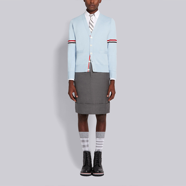 Thom Browne Striped V-Neck Cotton Knit Cardigan Light Blue Men’s Sweater MKC310A-Y3007-480 圖 3