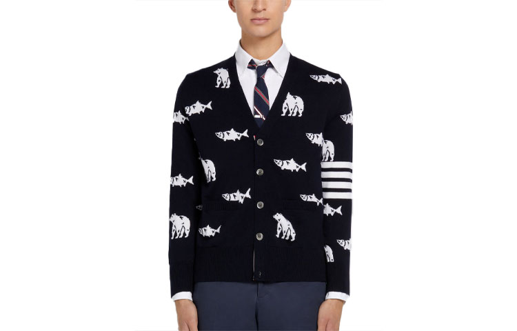 Thom Browne Striped V-Neck Sweater Black MKC350A-Y1002-415