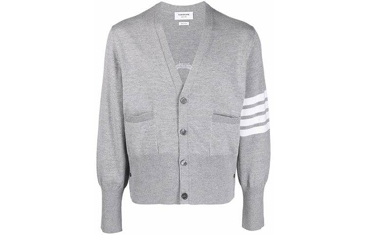 Thom Browne Striped V-Neck Sweater Gray MKC370-AY1002-055