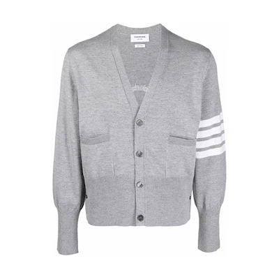 Thom Browne Striped V-Neck Sweater Gray MKC370-AY1002-055