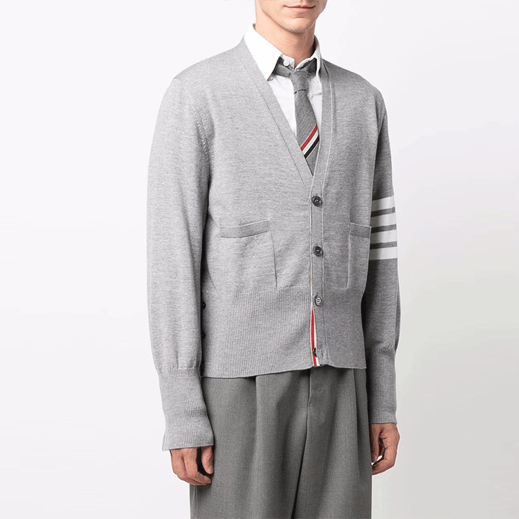 Thom Browne Striped V-Neck Sweater Gray MKC370-AY1002-055 圖 3