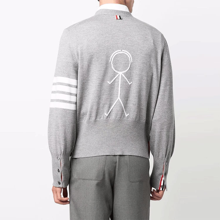 Thom Browne Striped V-Neck Sweater Gray MKC370-AY1002-055 圖 4