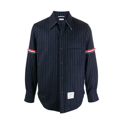 Thom Browne Striped Wool Navy Shirt Jacket for Men Navy Blue MJO067A-06306-415