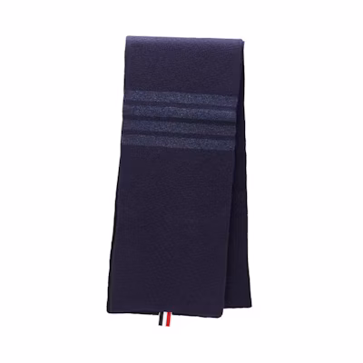 THOM BROWNE Striped Wool Scarf Unisex Couples Design in Blue. MKS026C-00014-415