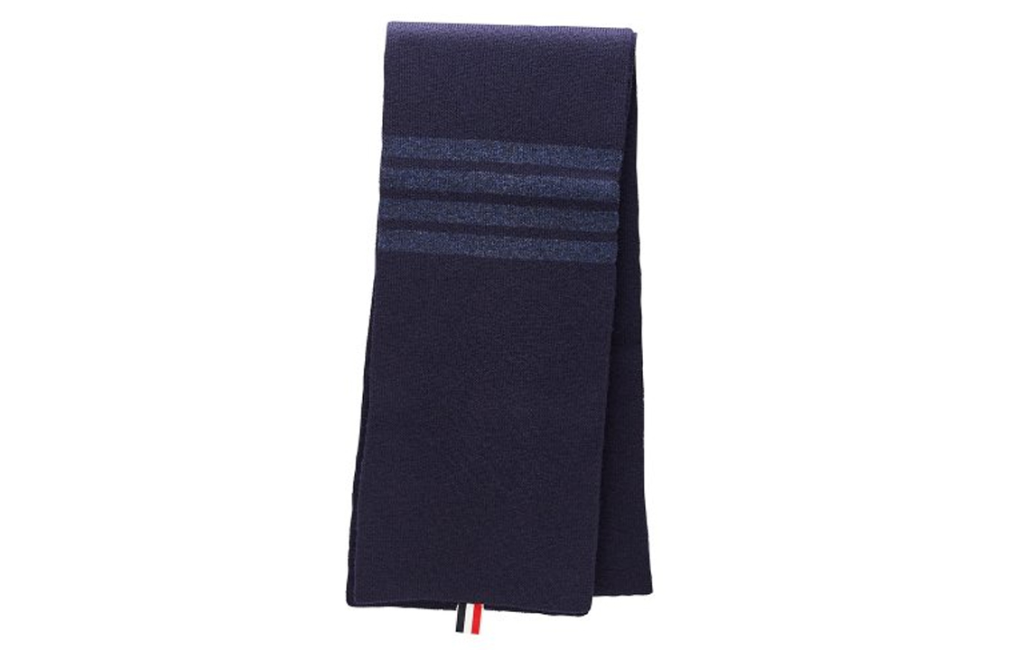 Order THOM BROWNE 藍色條紋羊毛圍巾 情侶款設計 男女通用。 MKS026C-00014-415