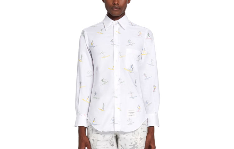 Order Camisa Manga Larga Blanca Thom Browne Surf Gráfico Bordado. MWL001A-07197-100