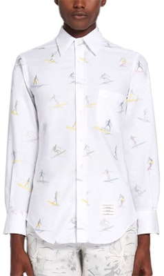 Camisa Manga Larga Blanca Thom Browne Surf Gráfico Bordado. MWL001A-07197-100 Order Camisa Manga Larga Blanca Thom Browne Surf Gráfico Bordado. MWL001A-07197-100