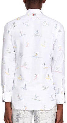 Camisa Manga Larga Blanca Thom Browne Surf Gráfico Bordado. MWL001A-07197-100 Lookbook Camisa Manga Larga Blanca Thom Browne Surf Gráfico Bordado. MWL001A-07197-100