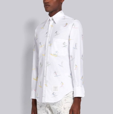 Camisa Manga Larga Blanca Thom Browne Surf Gráfico Bordado. MWL001A-07197-100 Purchase Camisa Manga Larga Blanca Thom Browne Surf Gráfico Bordado. MWL001A-07197-100