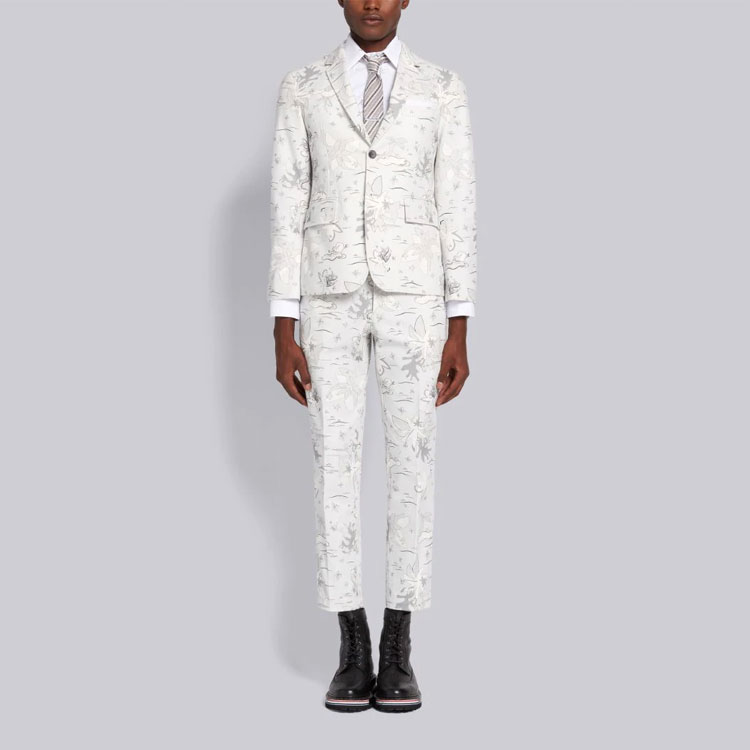 Details for Camisa Manga Larga Blanca Thom Browne Surf Gráfico Bordado. MWL001A-07197-100