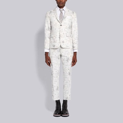 Camisa Manga Larga Blanca Thom Browne Surf Gráfico Bordado. MWL001A-07197-100 Details for Camisa Manga Larga Blanca Thom Browne Surf Gráfico Bordado. MWL001A-07197-100