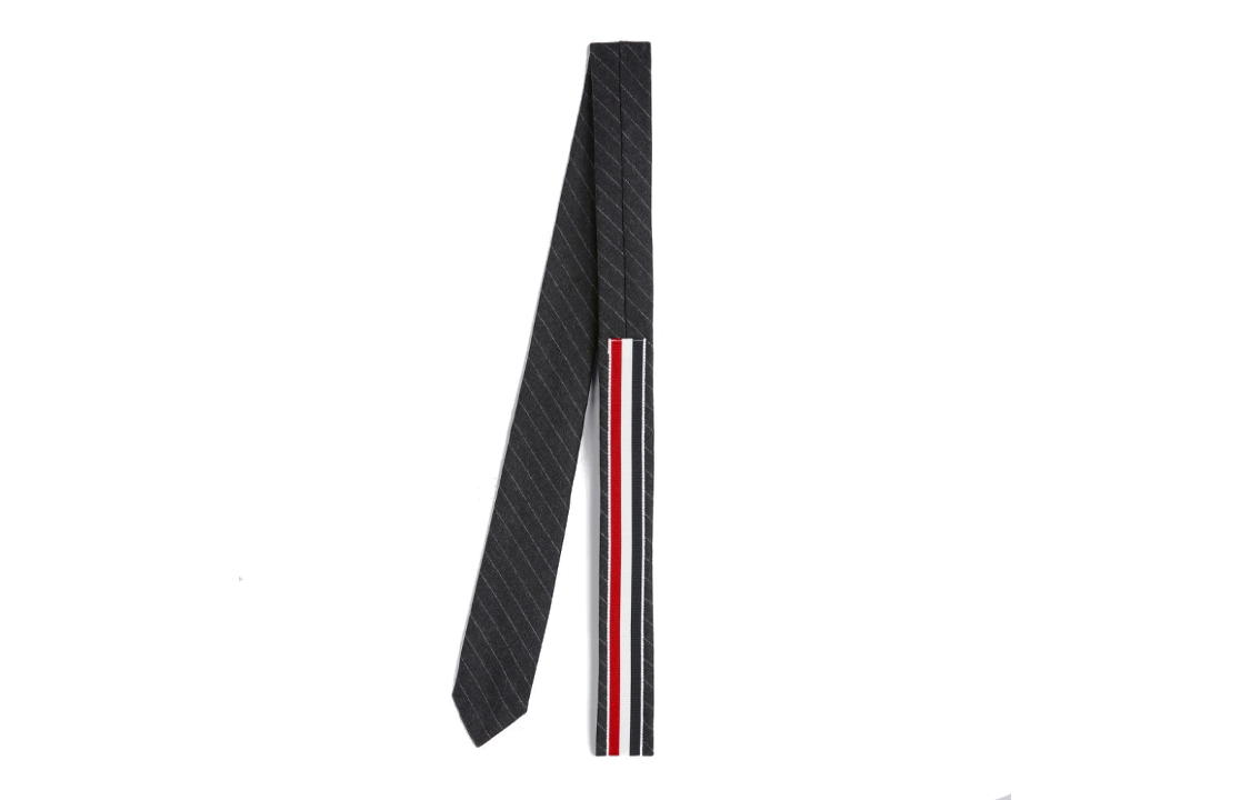 Thom Browne TB  Slim Chalk Stripe Tie - Dark Gray MNL001A-06321-025