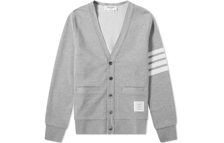 Thom Browne TB Grey Four-stripe Cardigan Sweater - Classic Spring Style MJT167A-00535-055