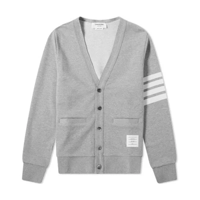 Thom Browne TB Grey Four-stripe Cardigan Sweater - Classic Spring Style MJT167A-00535-055
