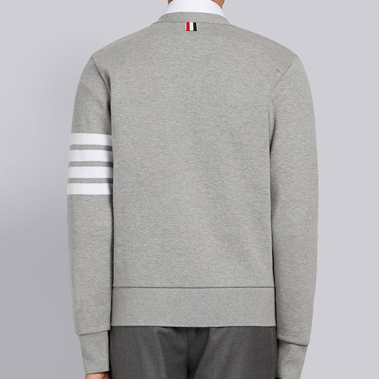 Shop Thom Browne TB Gris Suéter Cárdigan de Cuatro Rayas - Estilo Clásico Primavera MJT167A-00535-055