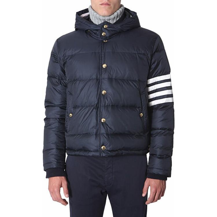 Sizing Thom Browne TB Logo 印花條紋連帽羽絨外套 深藍色 MJD061X-05411-415