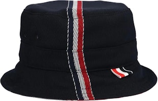 Thom Browne TB Solid Color Fisherman Hat with Tricolor Stripe Accent Navy Unisex. MHC299F04906 Thom Browne TB Solid Color Fisherman Hat with Tricolor Stripe Accent Navy Unisex. MHC299F04906