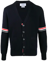 Thom Browne TB SS21 Classic Ivy Boy Striped V-Neck Knit Sweater Navy Blue MKC310A-Y3007-415 Thom Browne TB SS21 Classic Ivy Boy Striped V-Neck Knit Sweater Navy Blue MKC310A-Y3007-415