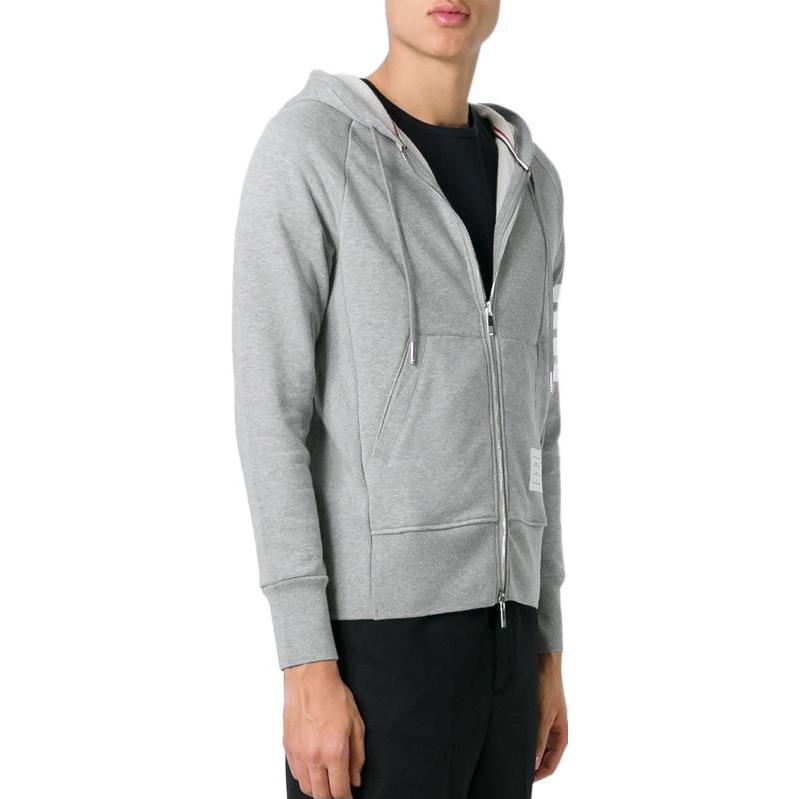 Purchase 톰브라운 TB SS22 클래식 4-바 스트라이프 드로스트링 후디 가디건 자켓 그레이 남성용 JM-MJT022H-00535-068