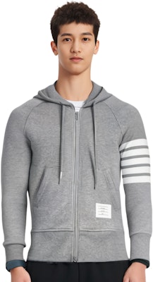 톰브라운 TB SS22 클래식 4-바 스트라이프 드로스트링 후디 가디건 자켓 그레이 남성용 JM-MJT022H-00535-068 Cheap 톰브라운 TB SS22 클래식 4-바 스트라이프 드로스트링 후디 가디건 자켓 그레이 남성용 JM-MJT022H-00535-068