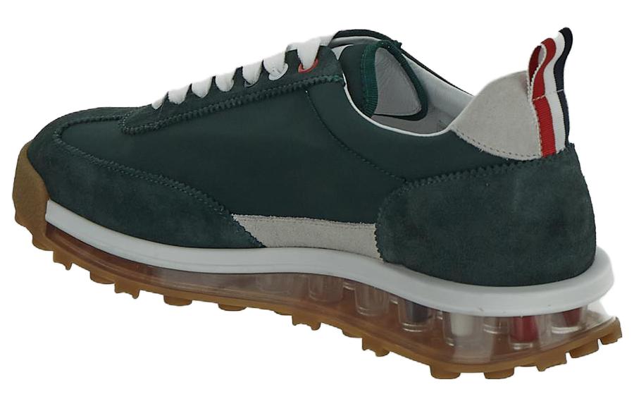 Shop THOM BROWNE 湯姆·布朗 Tech 帆布皮革 舒適系帶 減震防滑耐磨 低幫 生活休閒鞋 男款 深綠色