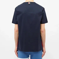 Details for THOM BROWNE 海軍藍夏季三色飾條緞面口袋短袖T恤 MJS010A-01454-415