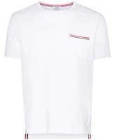 Order THOM BROWNE 三色條紋白色短袖圓領T恤 男女同款夏季款 MJS010A-01454-100