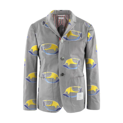 Thom Browne Tropical Fish Print Button-Up Long Sleeve Jacket Grey MJU415A-00524-020