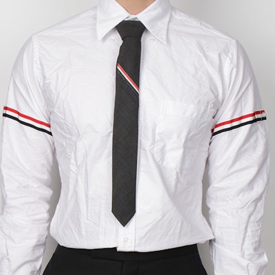 トムブラウン ツイルストライプタイ ユニセックス カップルスタイル ダークグレー MNL021A-00626-025 Purchase トムブラウン ツイルストライプタイ ユニセックス カップルスタイル ダークグレー MNL021A-00626-025